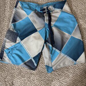 POINT ZERO Board Shorts Men's Size 34 Swim Surf Lightweight Multi Blue